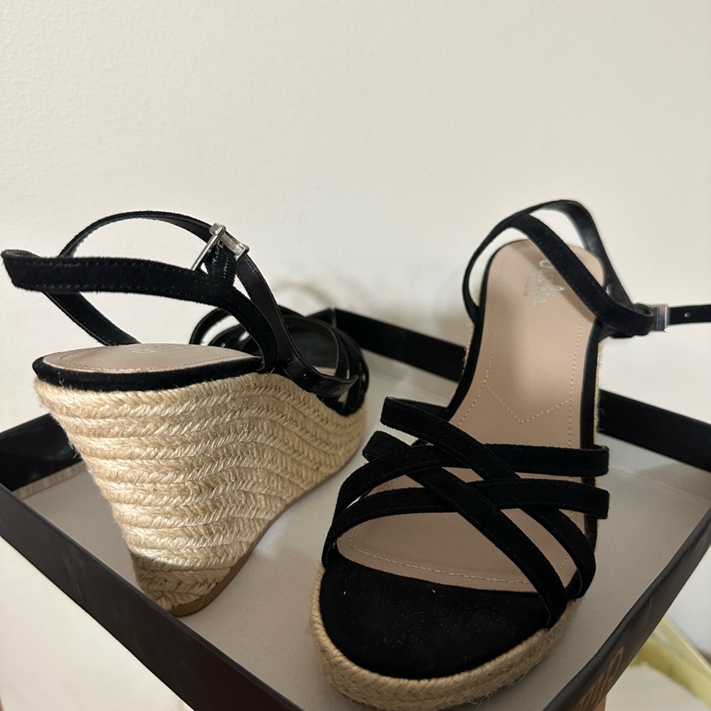Black Espadrille Wedge Sandals